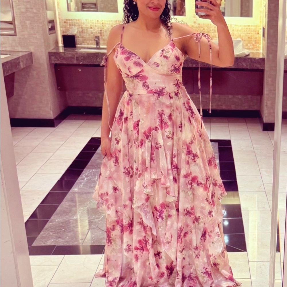 Azazie Floral mauve and Purple Gown - Picture 2 of 3